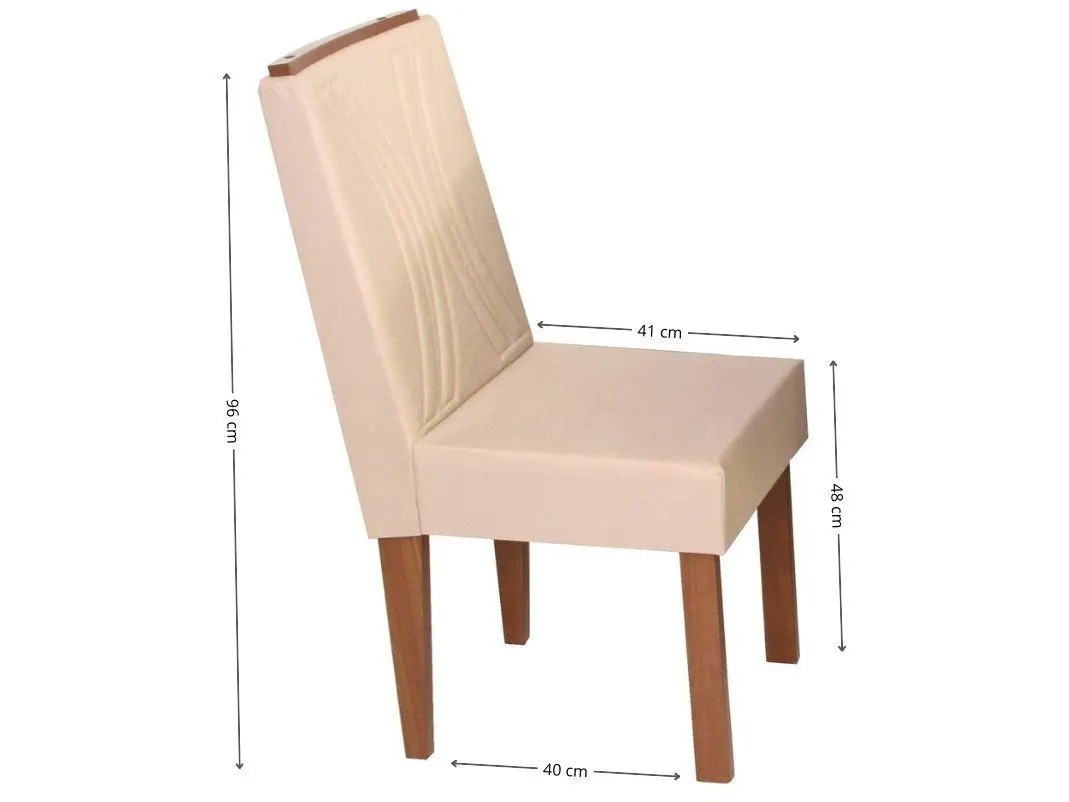 Mesa de Jantar 4 Cadeiras Redonda Naturalle e Off-White Tampo de Vidro Laís Móveis São Carlos - Imagem 7