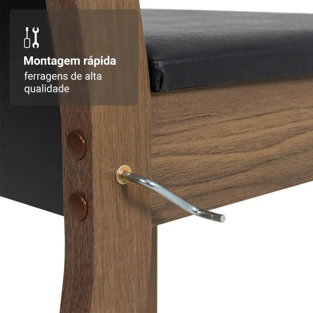 Conjunto Sala de Jantar Mesa Tampo de Madeira 4 Cadeiras Talita Madesa - Imagem 6