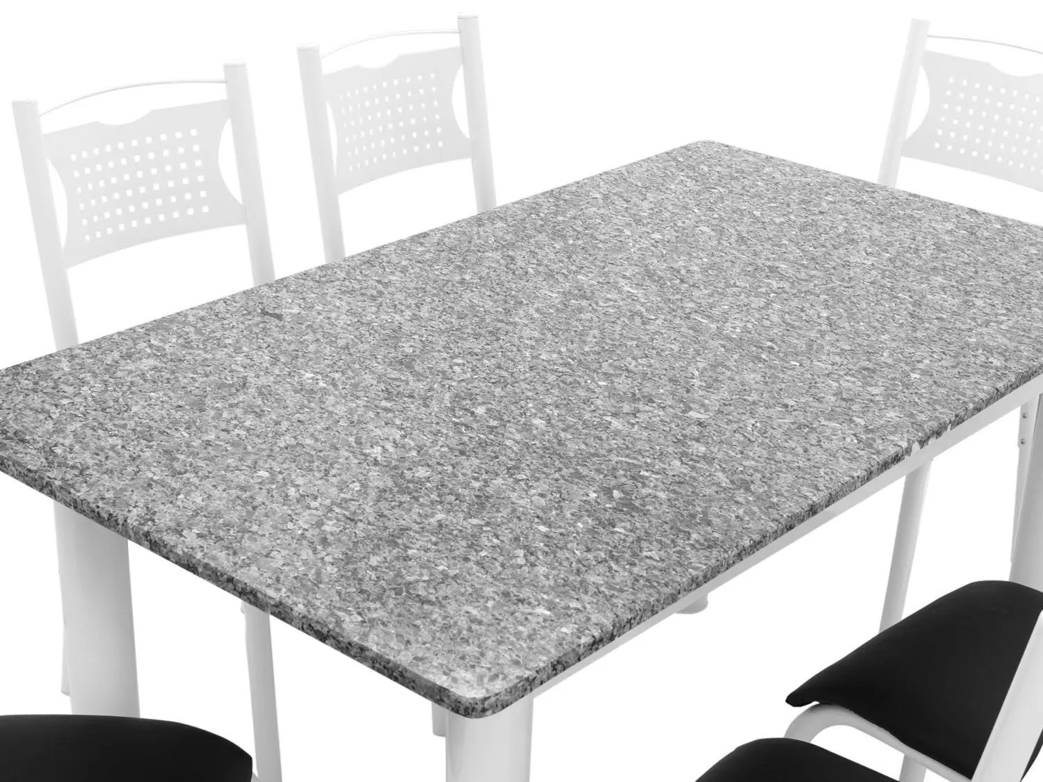 Mesa de Jantar 6 Cadeiras Retangular Aço Tampo Granito Poeme Ciplafe - Imagem 4