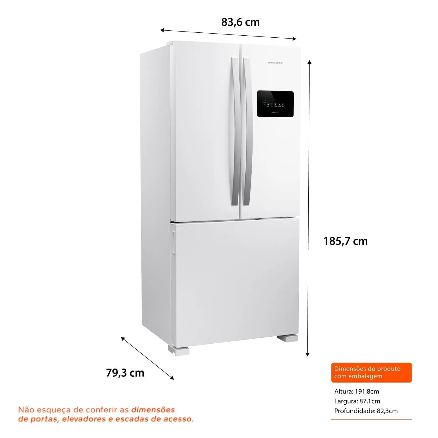 Geladeira Frost Free French Door 3 Portas Branca Brastemp - BRO85MB 110/220V - Imagem 2