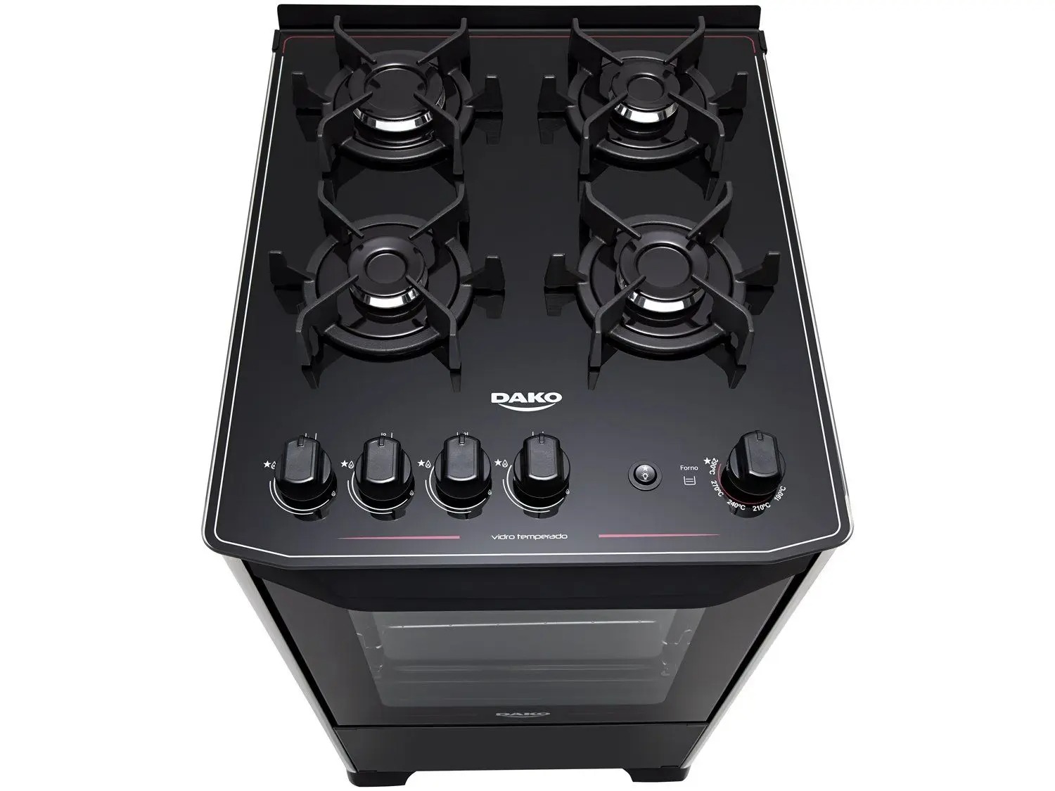 Fogão 4 Bocas Preto Mesa de Vidro Dako Magister 110/220V - Imagem 4