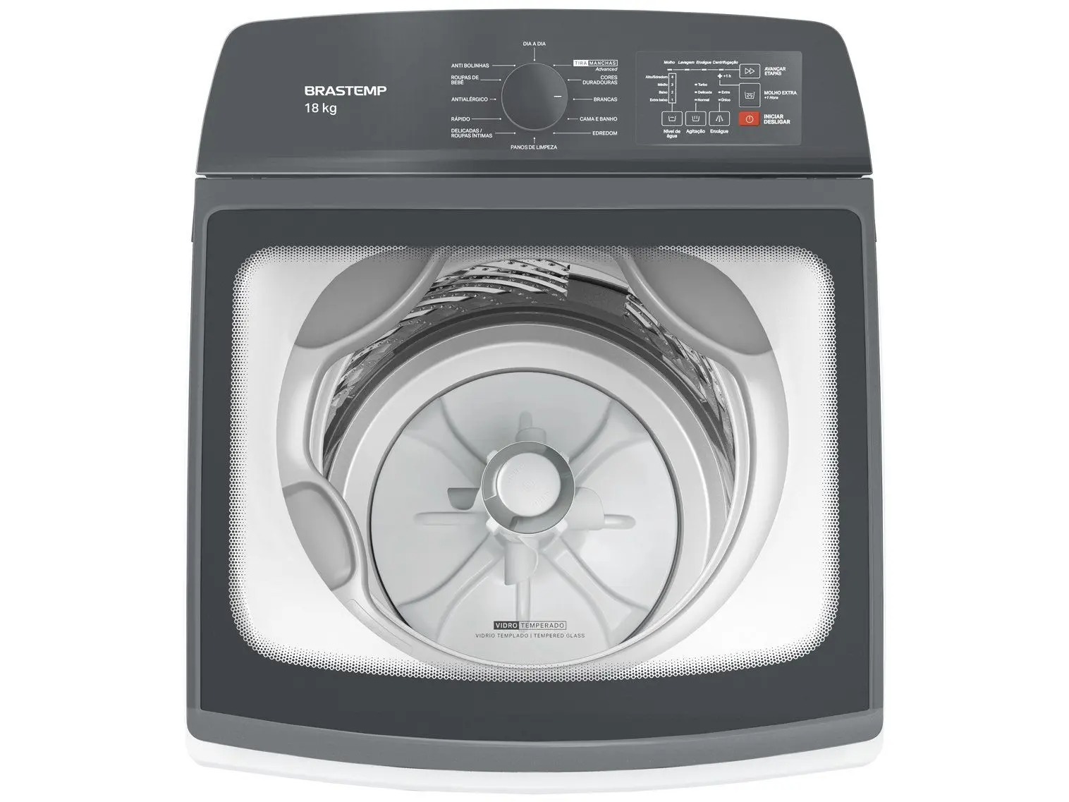 Lavadora de Roupas Brastemp 18kg Cesto Inox 12 Programas de Lavagem Branca BWF18AB 110/220V - Imagem 3