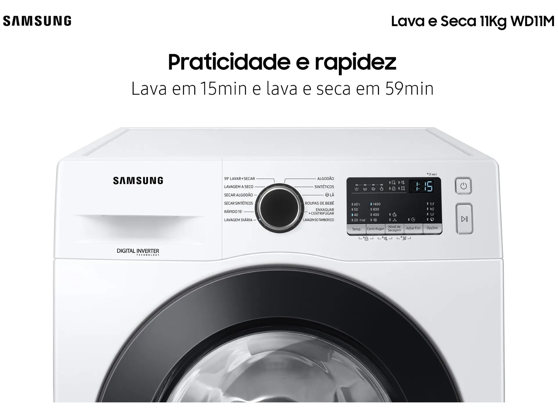 Lava e Seca Samsung WD11M com Digital Inverter WD11M4473PW Branca 11/7kg 110/220V - Imagem 7