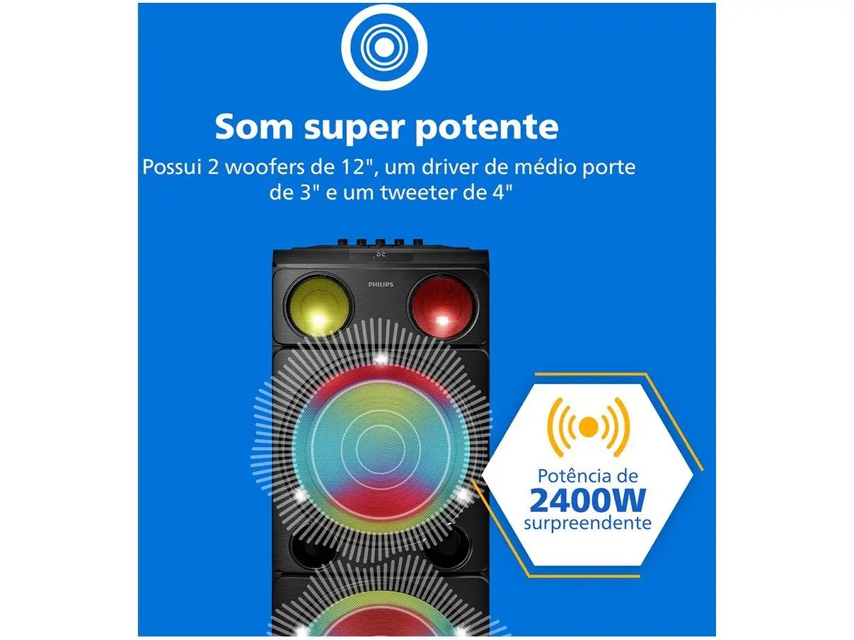 Caixa de Som Torre Philips TAX5509/78 Party Speaker 2400W - Imagem 3