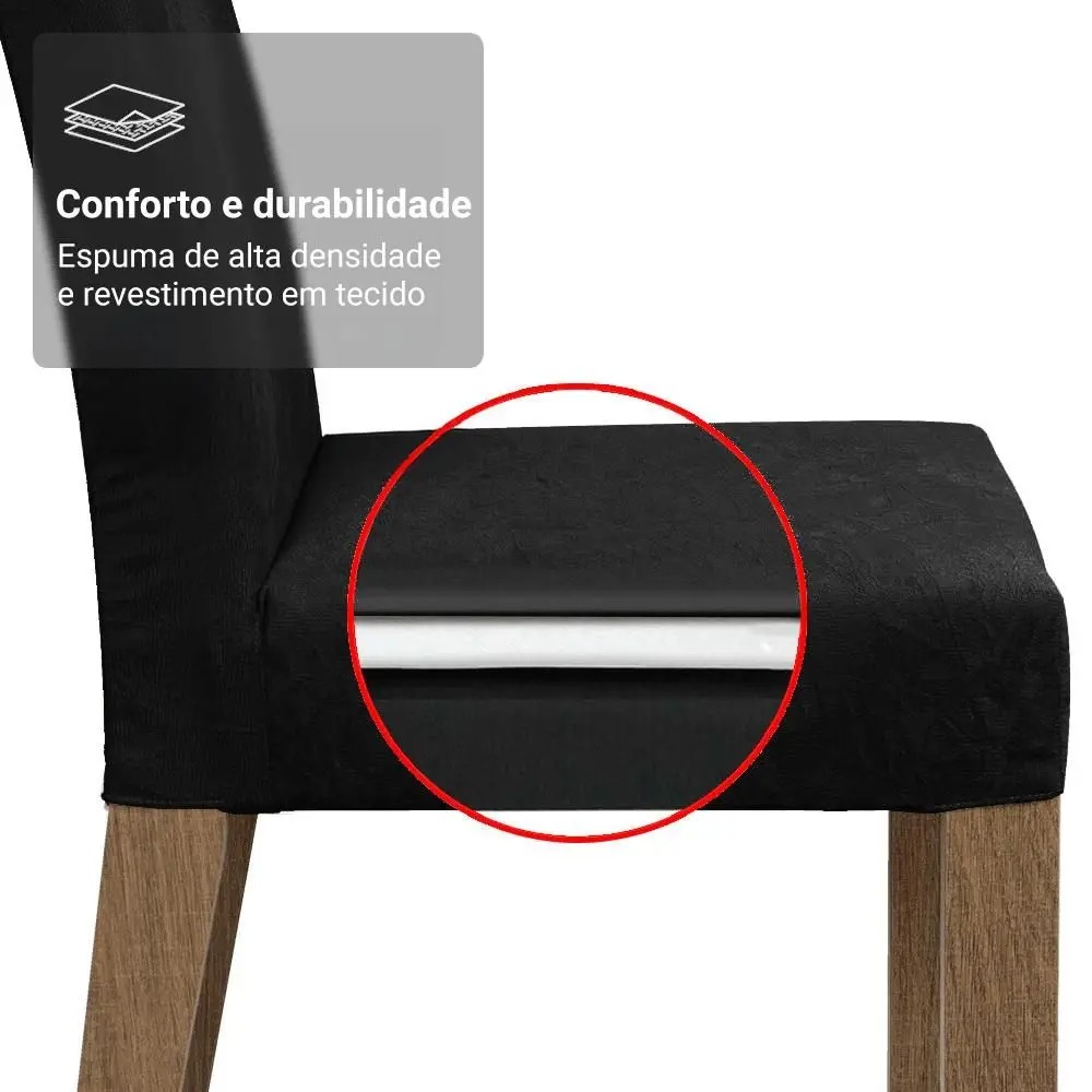 Conjunto Sala de Jantar Mesa Tampo de Vidro 4 Cadeiras Anne Madesa - Imagem 7