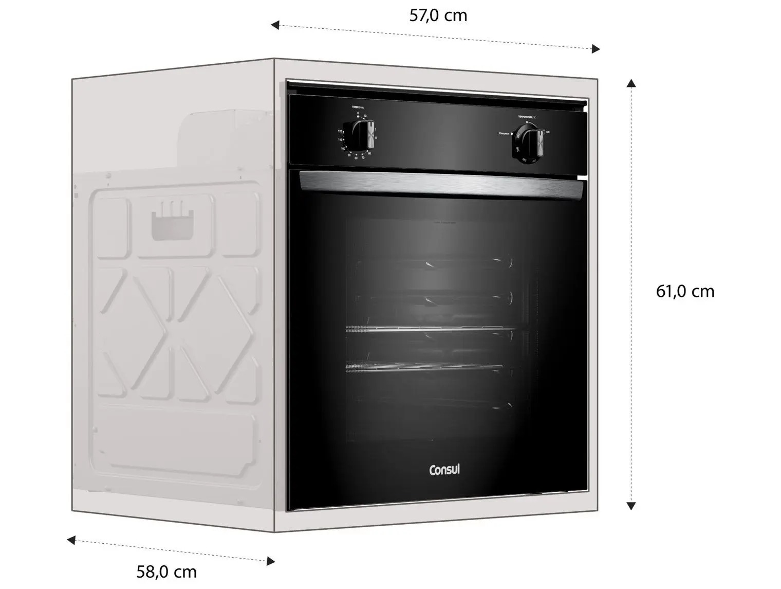Forno a Gás de Embutir Consul Multifuncional Grill 78L Preto COA84CE 110/220V - Imagem 9
