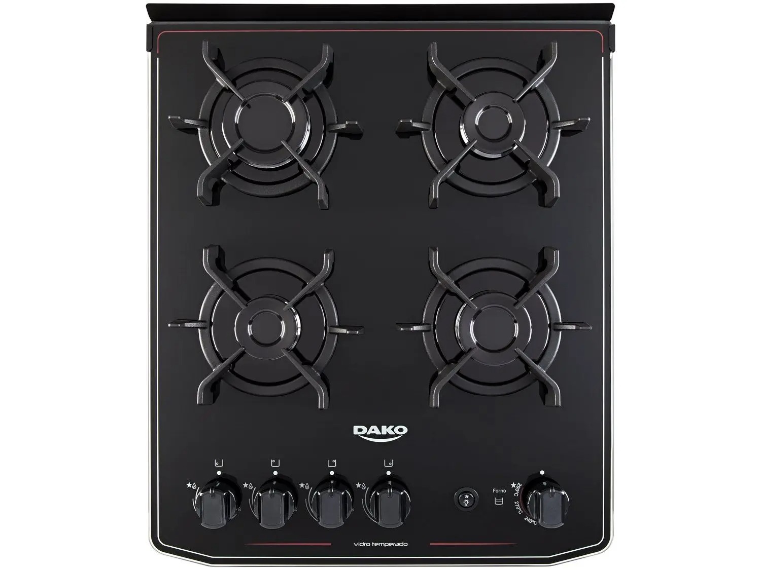 Fogão 4 Bocas Preto Mesa de Vidro Dako Magister 110/220V - Imagem 5