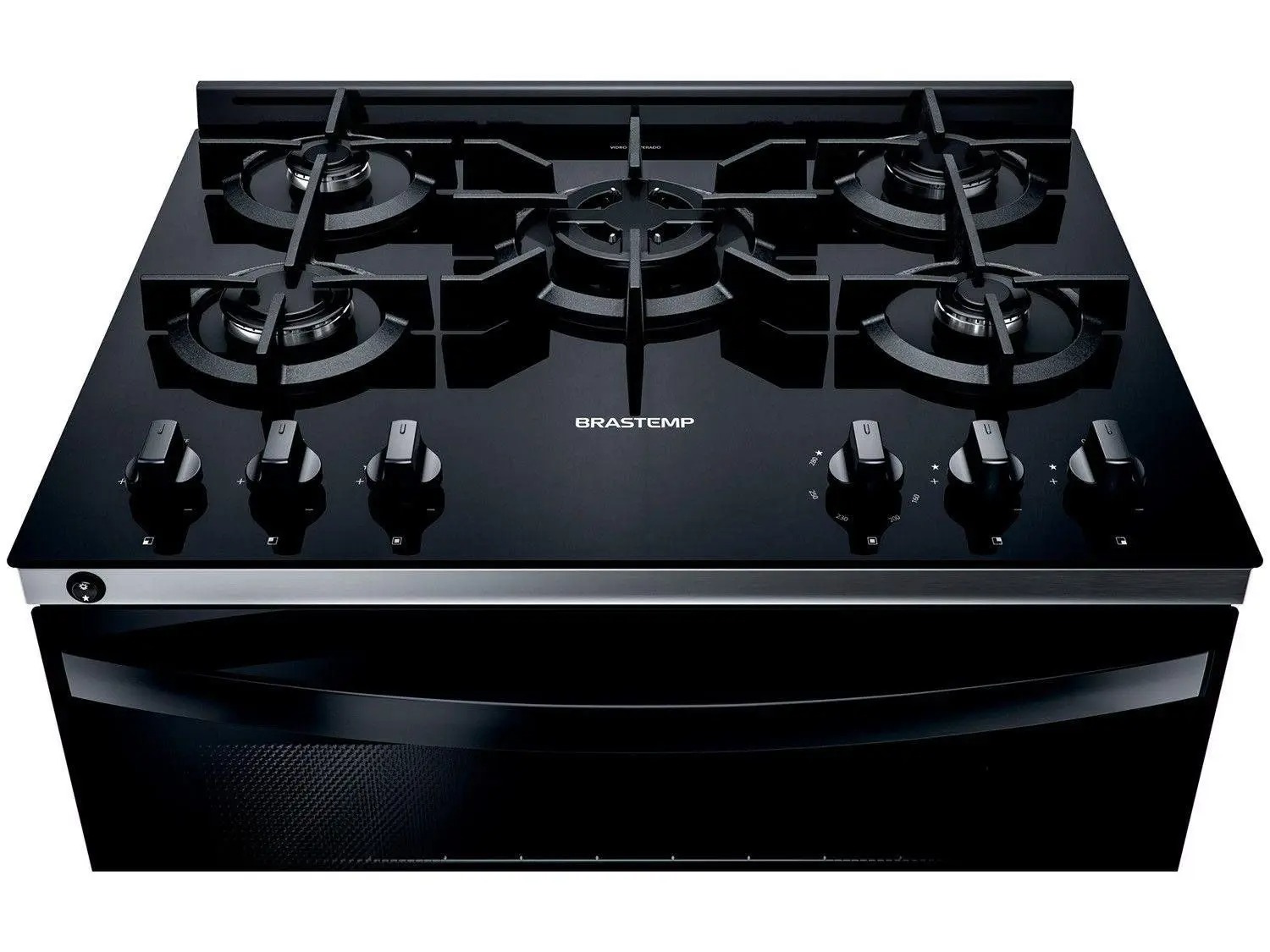 Fogão Brastemp 5 Bocas Preto Com Mesa de Vidro e Turbo Chama - BFS5VCE 110/220V - Imagem 3