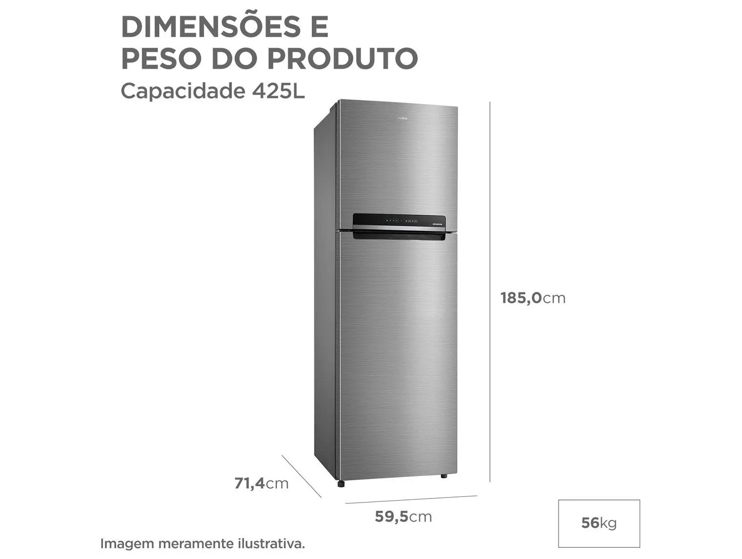 Geladeira/Refrigerador Midea Frost Free Duplex 425L MDRT572EVD463 Bivolt - Imagem 5