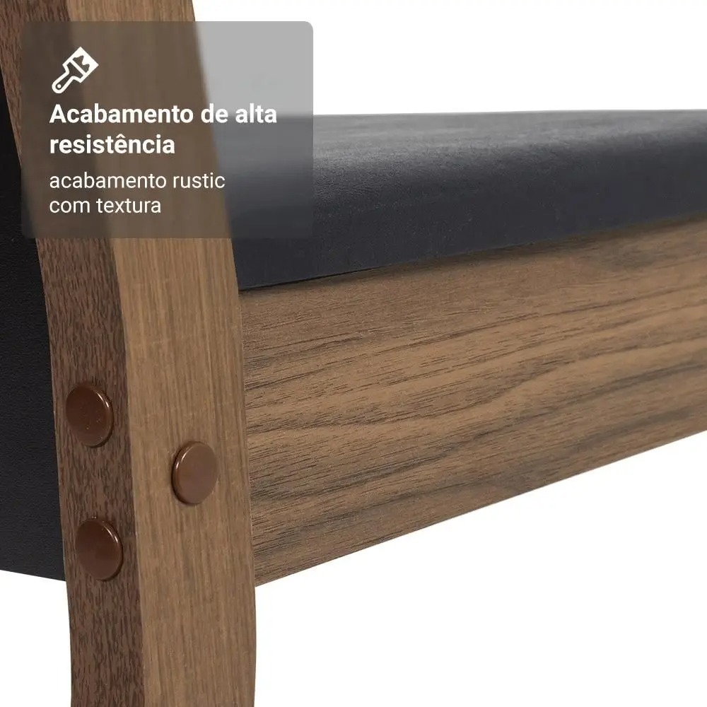 Conjunto Sala de Jantar Mesa Tampo de Madeira 4 Cadeiras Talita Madesa - Imagem 7