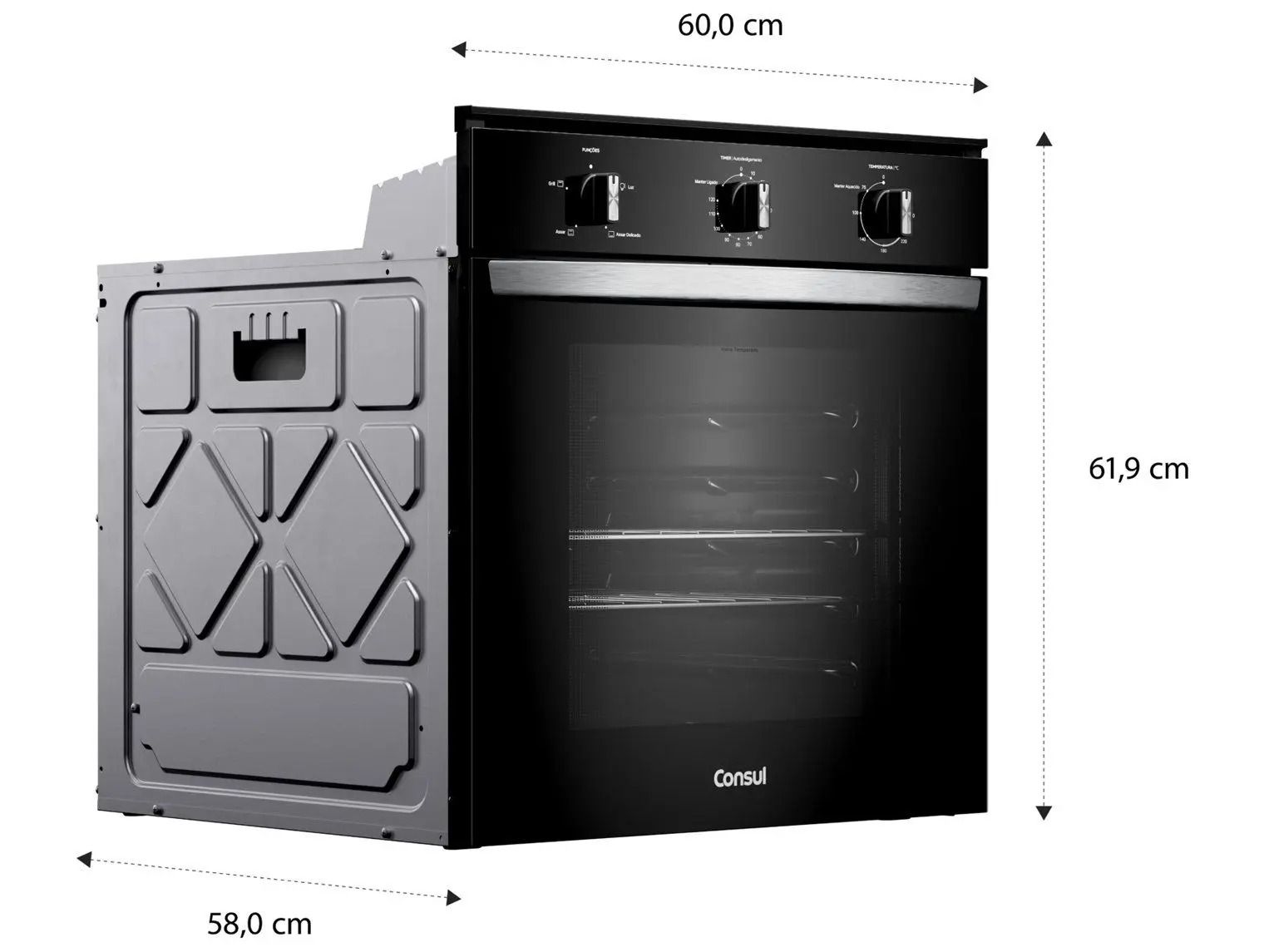 Forno de Embutir Elétrico Consul 84 Litros Preto com Timer Autodesligamento e Grill - COB84BE 110/220V - Imagem 3
