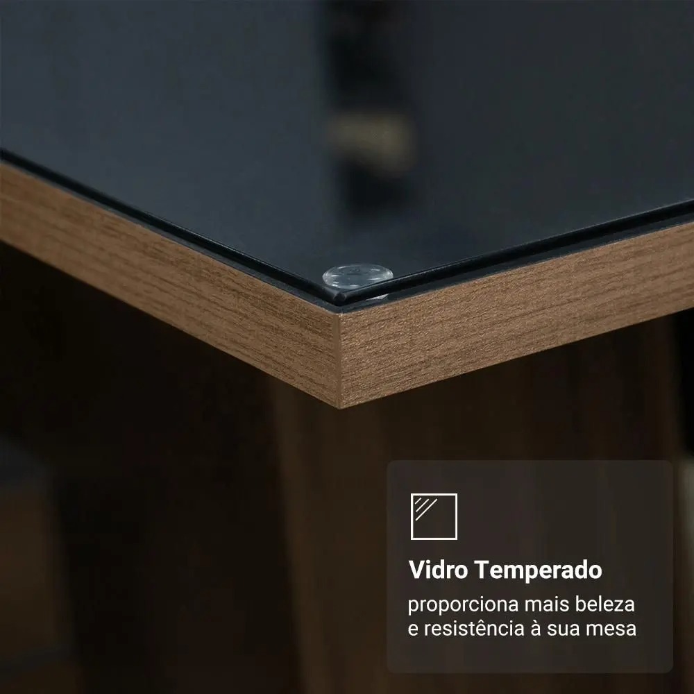 Conjunto Sala de Jantar Mesa Tampo de Vidro 4 Cadeiras Anne Madesa - Imagem 8