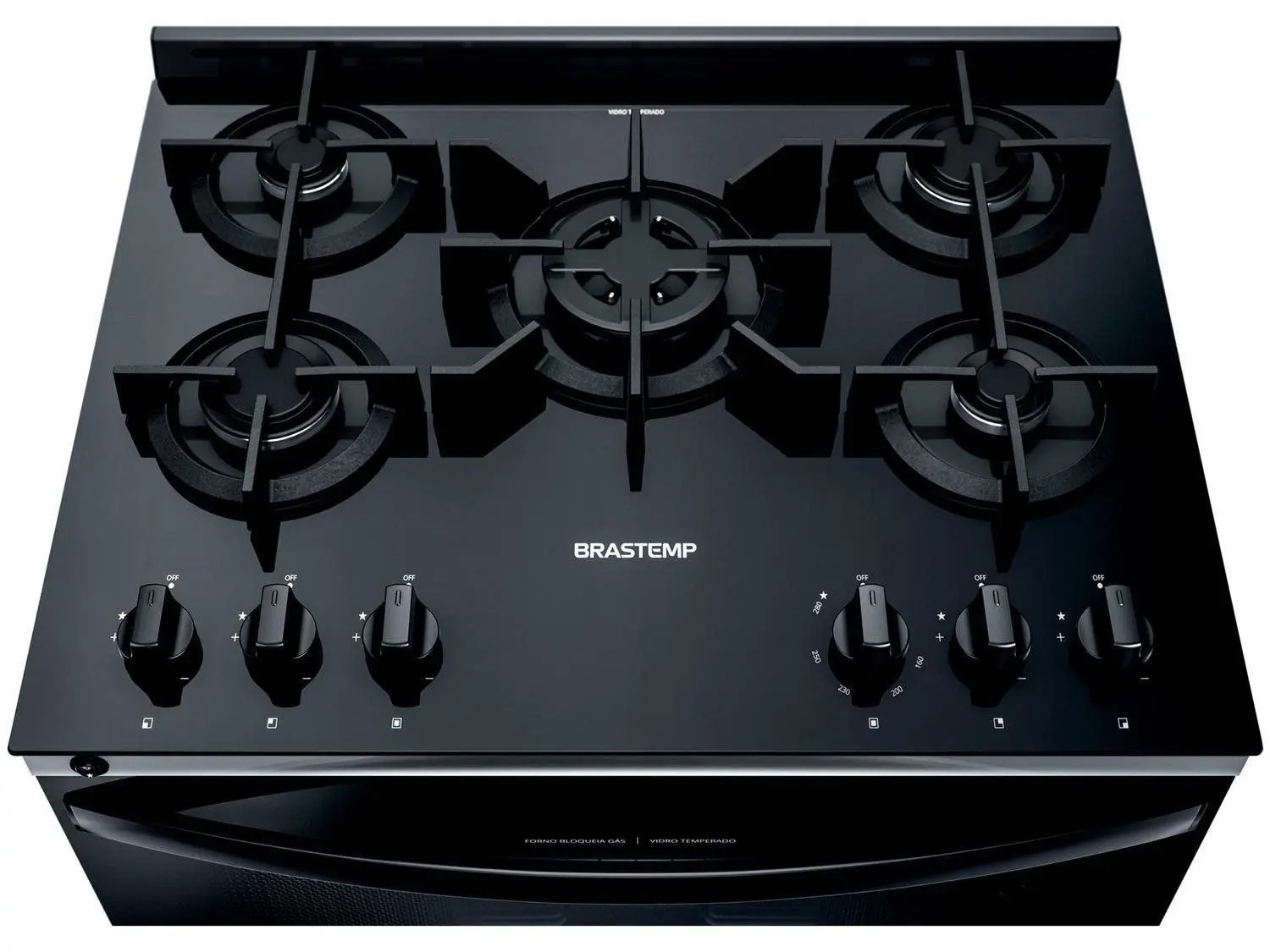 Fogão Brastemp 5 Bocas Preto Com Mesa de Vidro e Turbo Chama - BFS5VCE 110/220V - Imagem 4