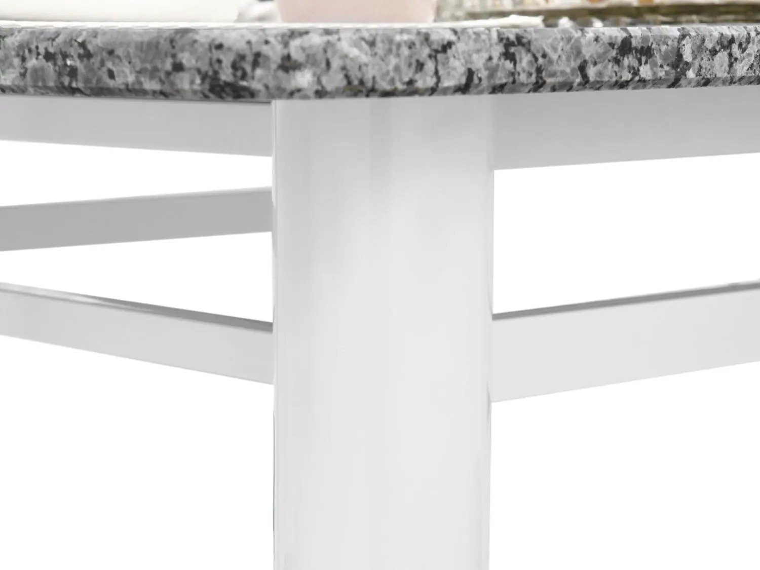 Mesa de Jantar 6 Cadeiras Retangular Aço Tampo Granito Poeme Ciplafe - Imagem 6