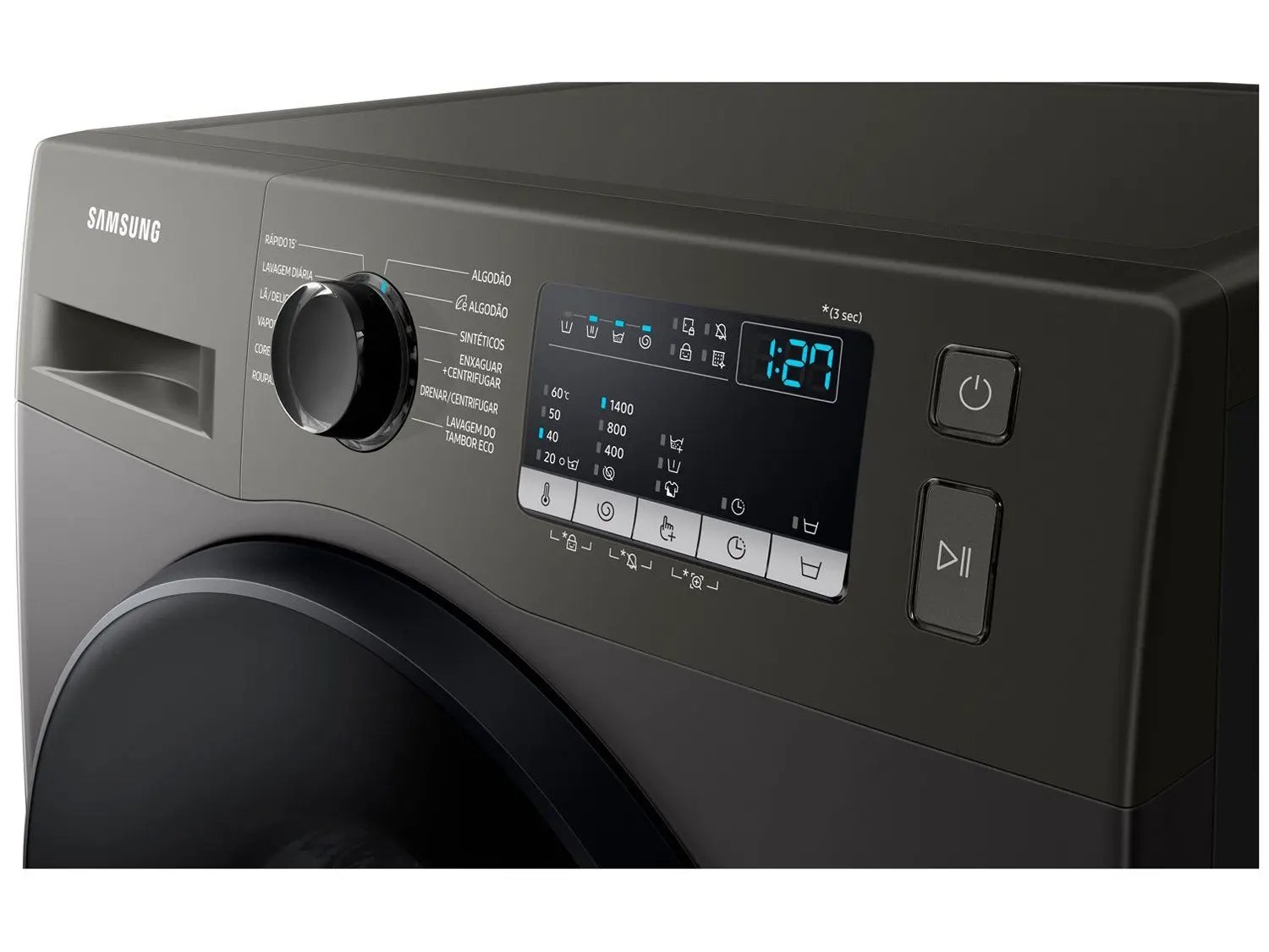 Lavadora de Roupas Samsung Inverter 11kg Cesto Inox 12 Programas de Lavagem Preta WW11T4040BX/AZ 110/220V - Imagem 7