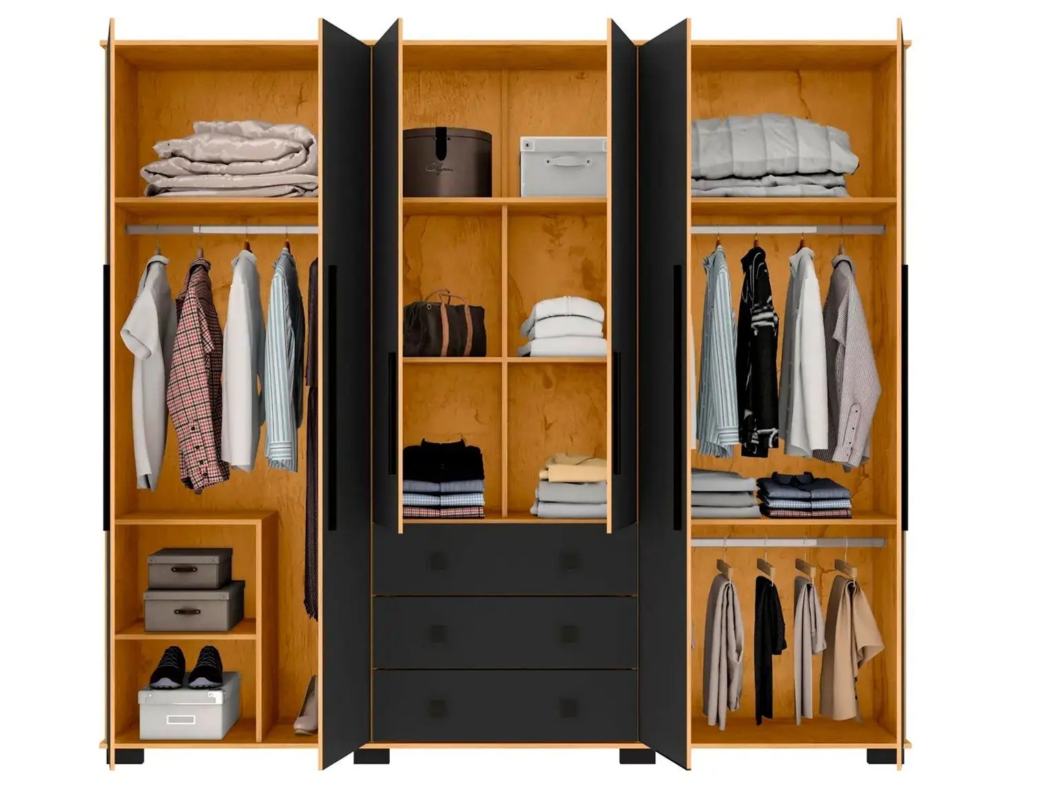 Guarda-roupa Casal com Espelho 6 Portas Araplac Malu - Imagem 3