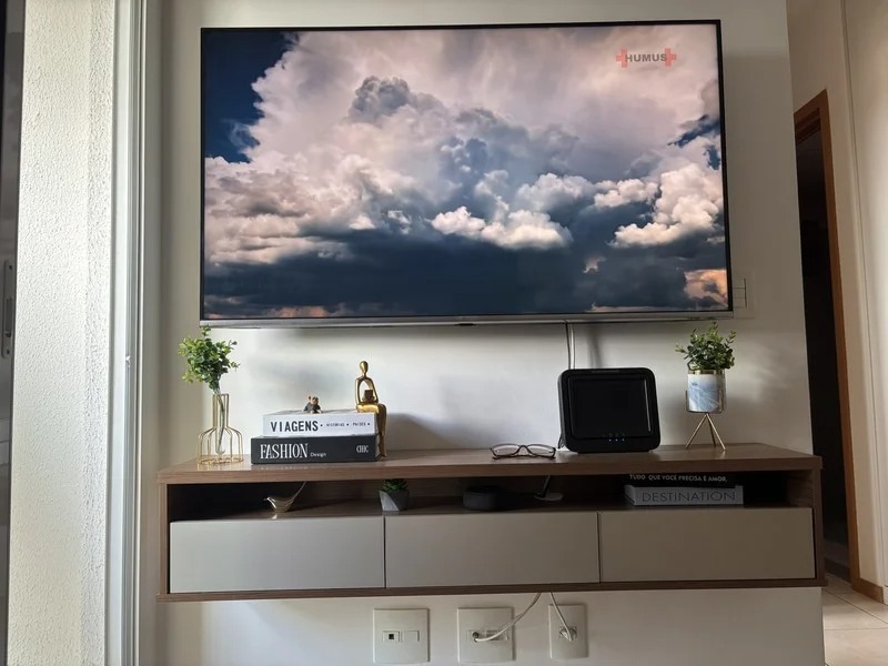 Rack Suspenso para TV Life 1.36 Off White com Freijó - MóveisAqui - MoveisAqui - Imagem 6