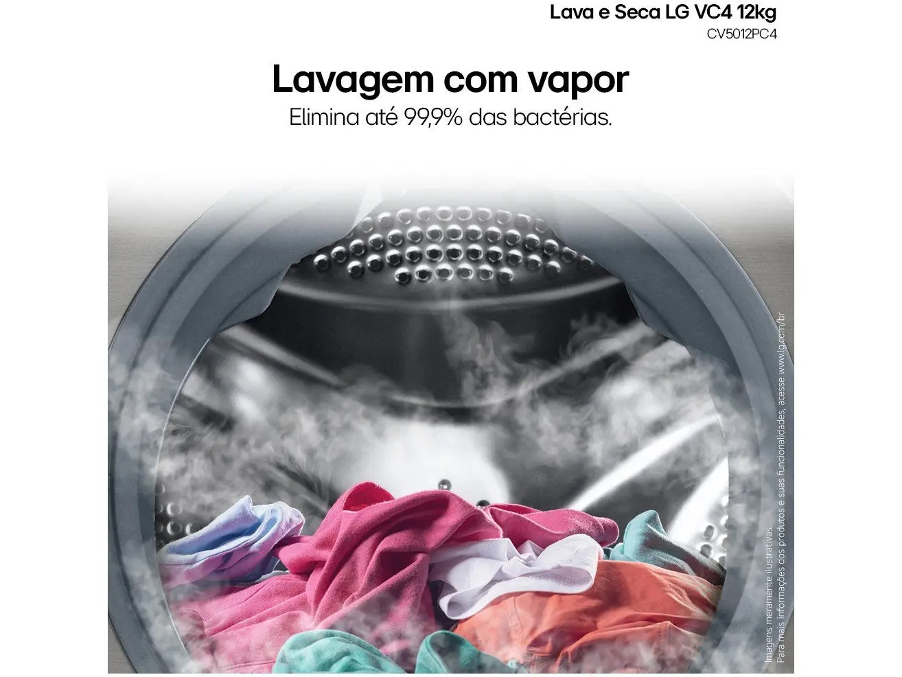 Lava e Seca LG 12kg Smart VC4 CV5012PC4 com Inteligência Artificial Água Quente e Fria Prata 110/220V - Imagem 4