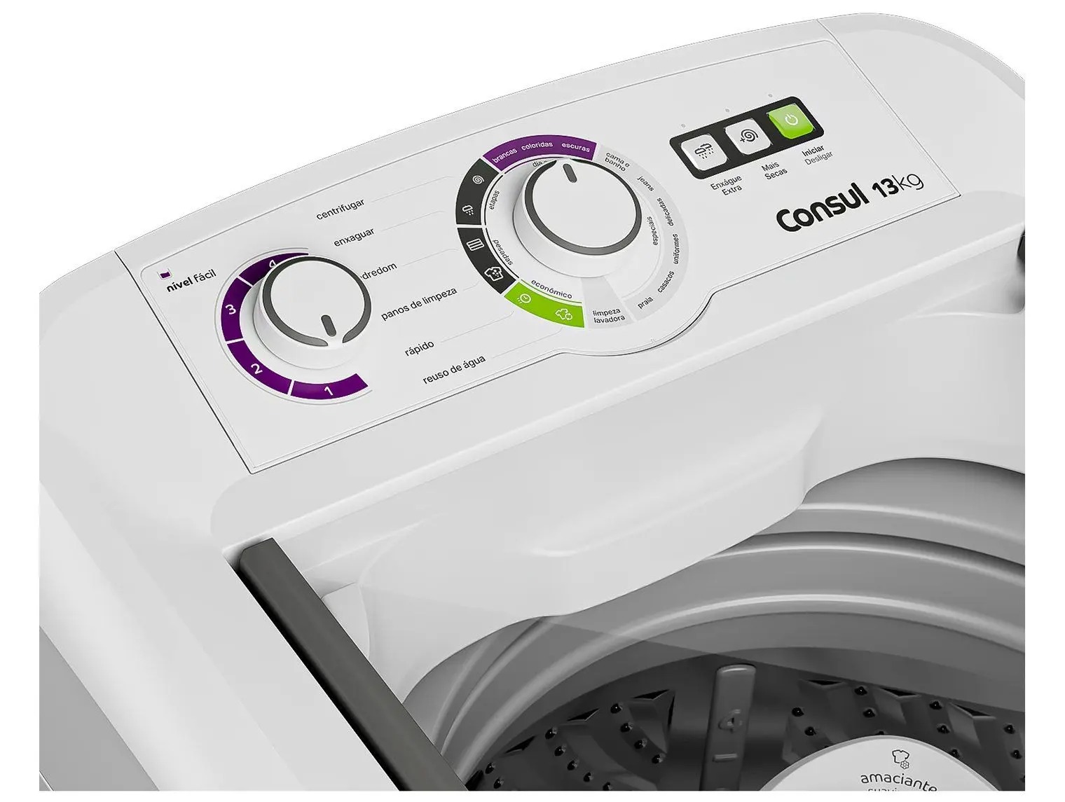 Lavadora de Roupas Consul 13kg Cesto Inox 16 Programas de Lavagem Branca CWH13AB 110/220V - Imagem 7