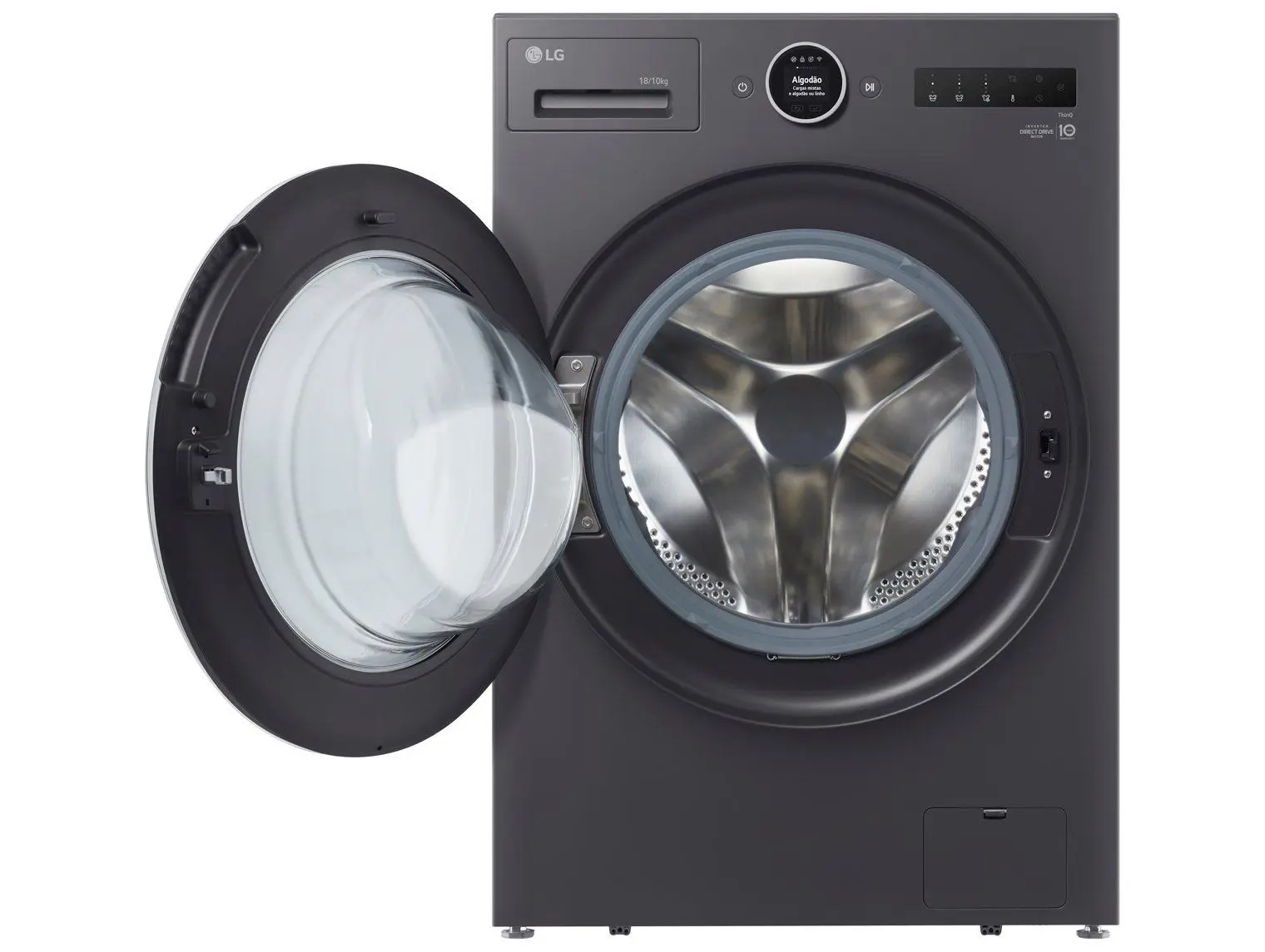Lava e Seca Smart LG 18kg WD18GNT Motor Inverter Direct Drive Água Fria e Quente Black Inox 110/220V - Imagem 2