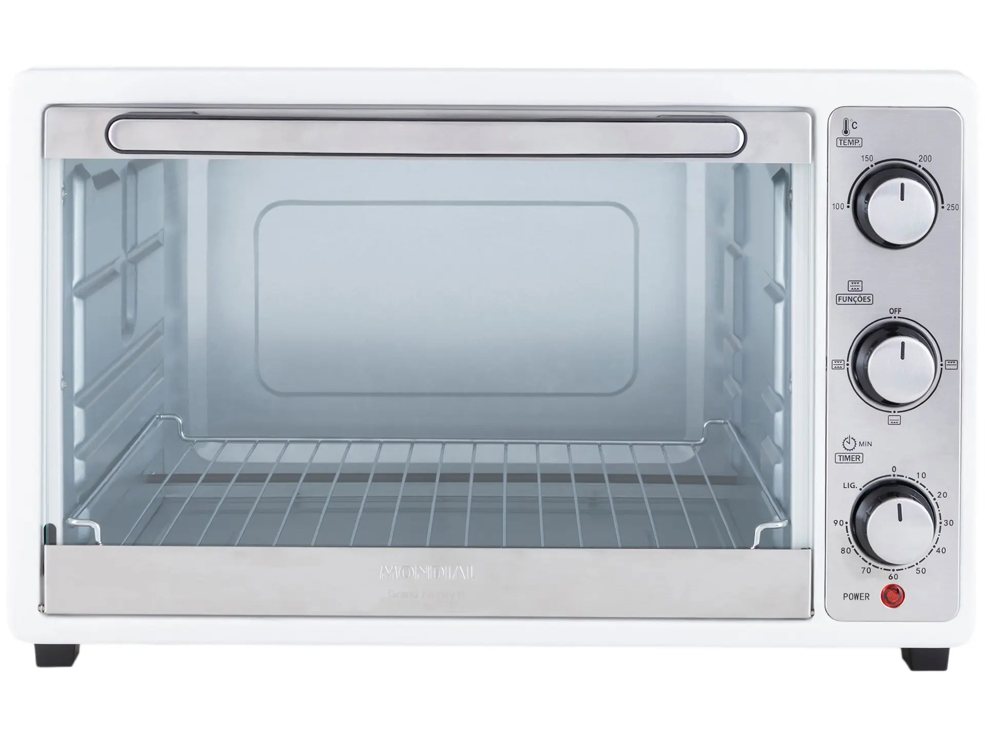 Forno Elétrico de Bancada Mondial Multifuncional 52L Branco e Prata Grand Family II FRN-52-W 110/220V - Imagem 4
