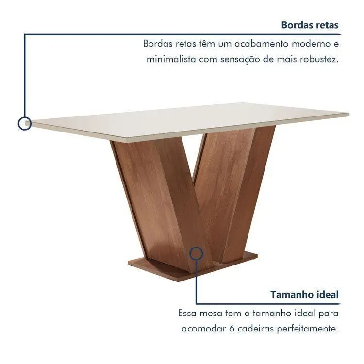 Conjunto Sala de Jantar Mesa Tampo de Vidro 6 Cadeiras Espanha Yescasa - Imagem 4