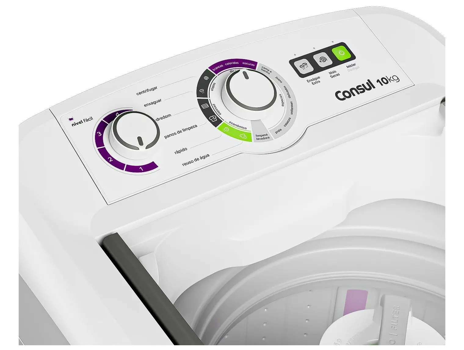 Lavadora de Roupas Consul 10kg 16 Programas de Lavagem Branca CWB10BB 110/220V - Imagem 5