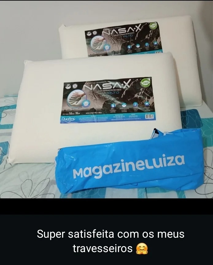 Travesseiro Nasa-X Kit 2 Alto Capa 100% Algodão Antiácaros - Duoflex - Imagem 3