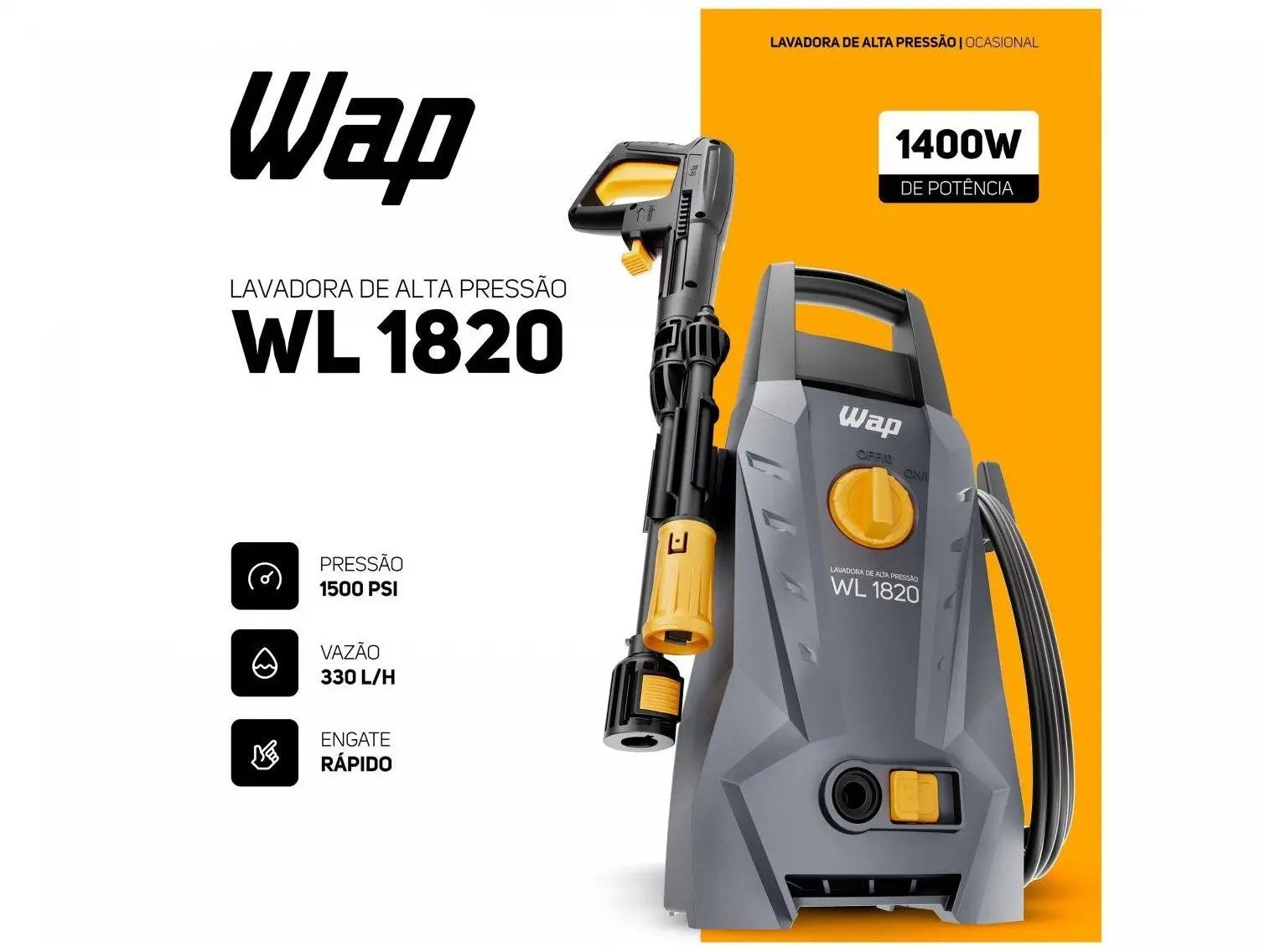 Lavadora de Alta pressão e Desobstruidora WAP - 1500 PSI 1400W Ultra WL 1820 - Imagem 5