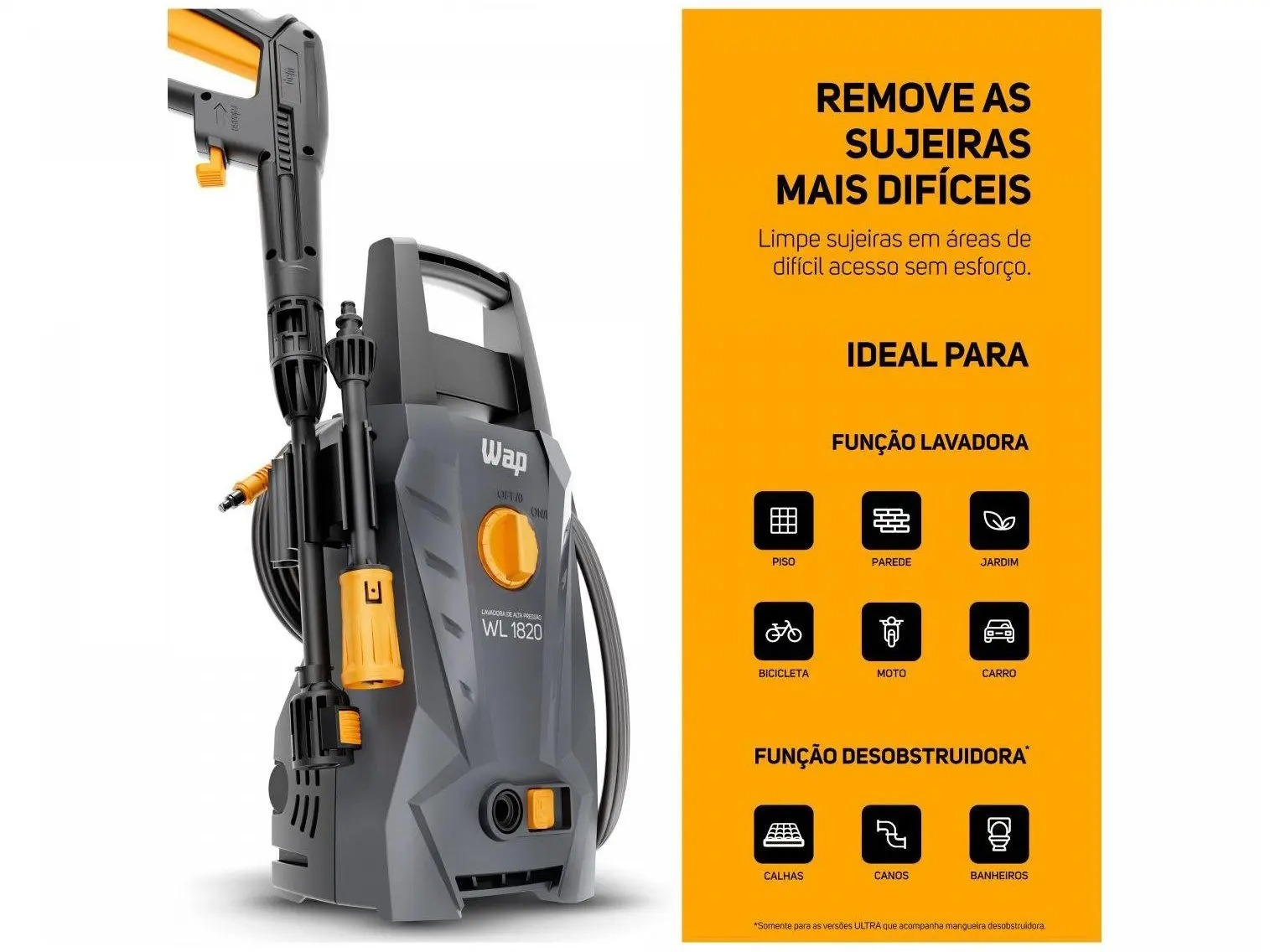 Lavadora de Alta pressão e Desobstruidora WAP - 1500 PSI 1400W Ultra WL 1820 - Imagem 4