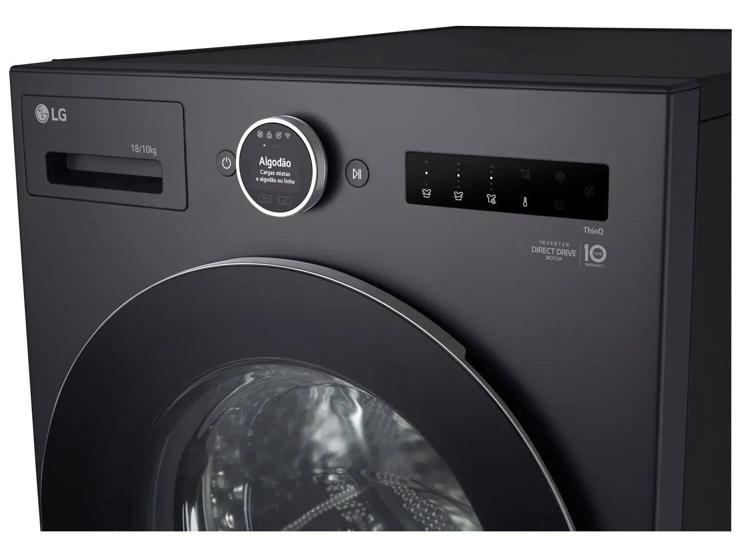 Lava e Seca Smart LG 18kg WD18GNT Motor Inverter Direct Drive Água Fria e Quente Black Inox 110/220V - Imagem 3