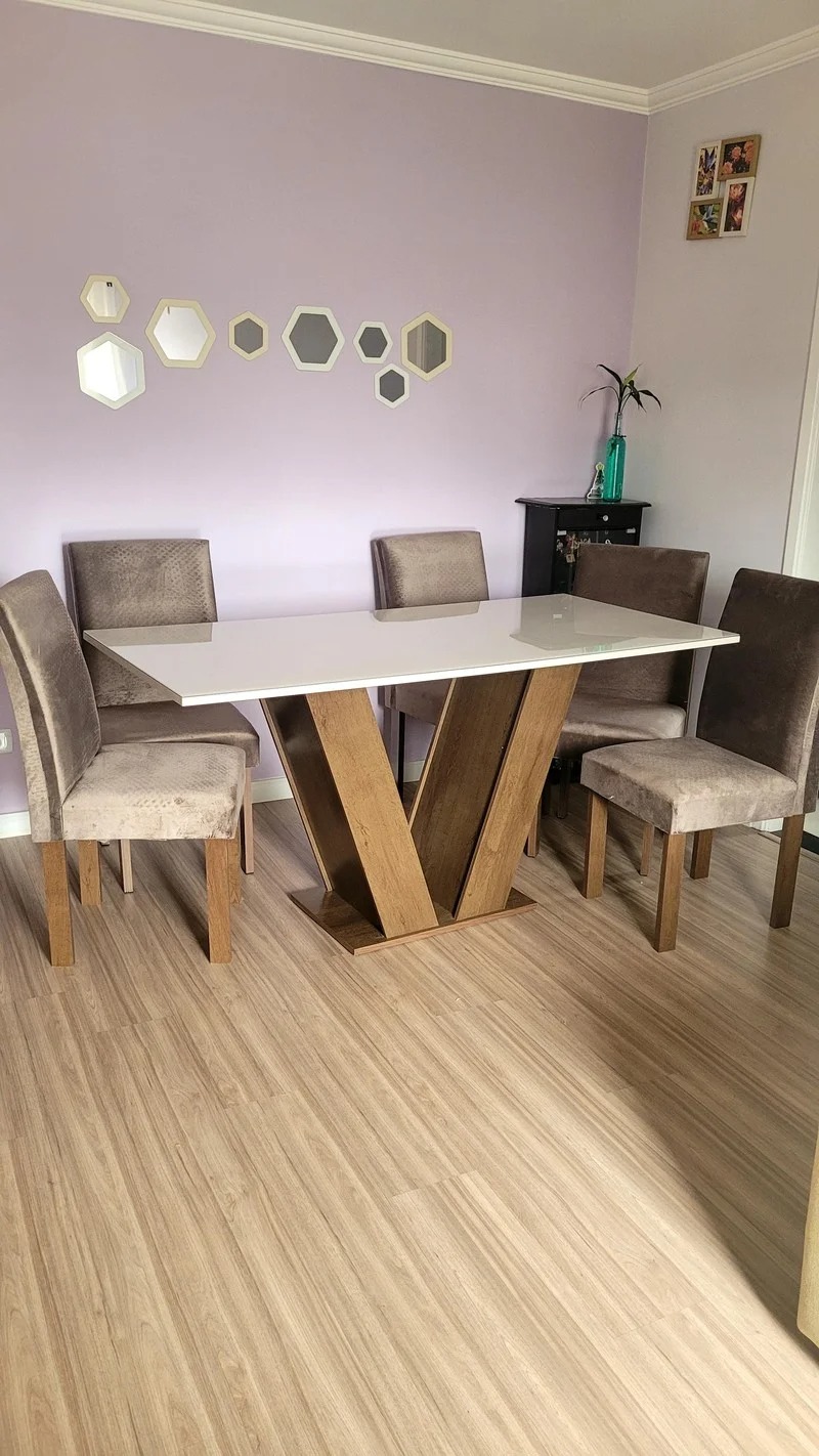 Conjunto Sala de Jantar Mesa Tampo de Vidro 6 Cadeiras Espanha Yescasa - Imagem 17