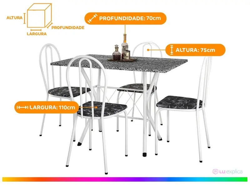 Mesa de Jantar 4 Cadeiras Retangular Branca - Artefamol America Bruna - Imagem 2
