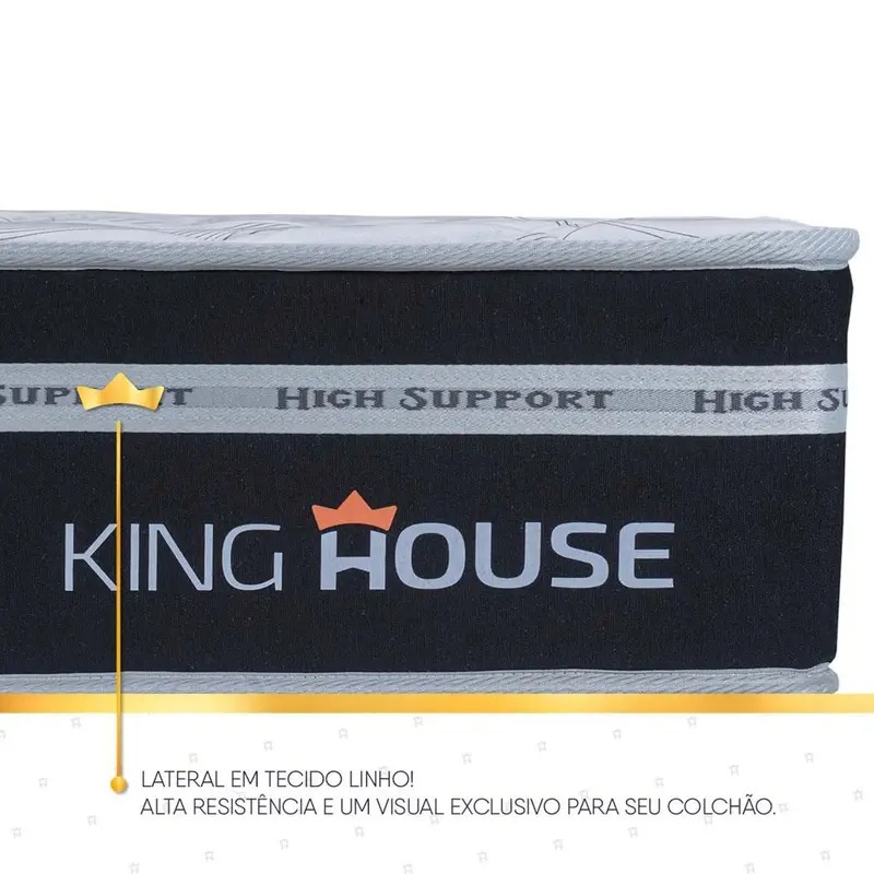 Conjunto Cama Box King Size Durham 193x203x60 Preto/Branco c/ Molas Ensacadas - King House - Imagem 3