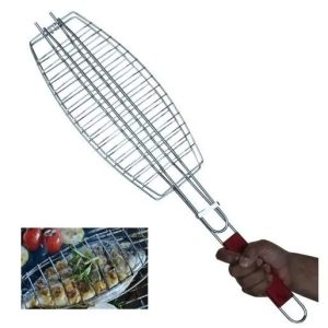 Grelha Churrasco P/ Assar Peixe Linguiça Vegetais 15x33x63cm - Idea