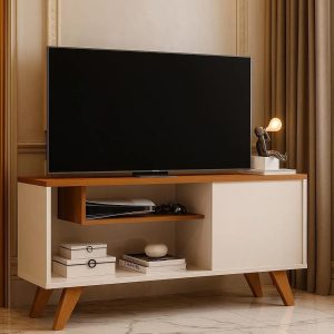 Rack Bancada 1 porta e nicho Pés palito P/ Tvs Até 43 Eitor - Cores - Comprar Moveis em casa - Comprar Móveis em Casa