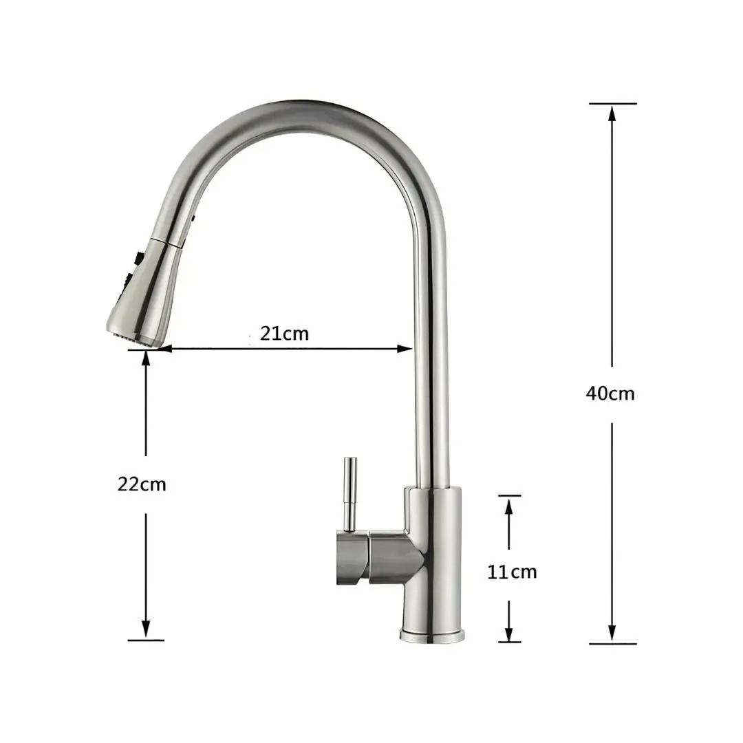 Torneira gourmet 194017 monocomanda extensível inox 304 escovada domum - Way Import. - Imagem 4