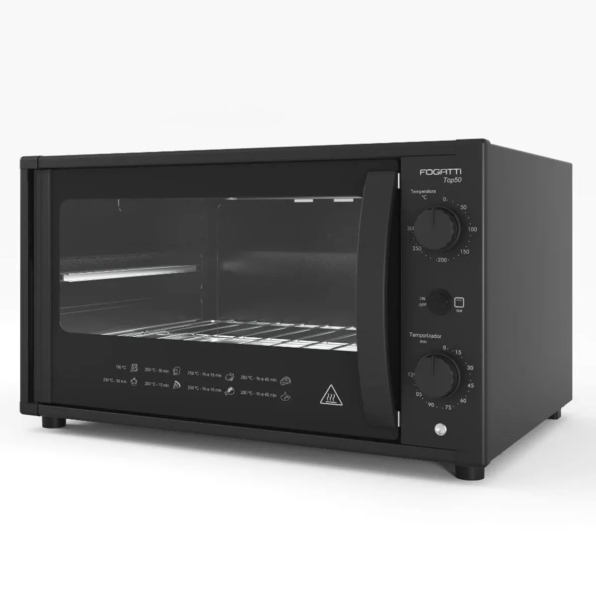 Forno Elétrico de Bancada 50 Litros Top50 Black com Grill e Luz Interna Fogatti 110/220V