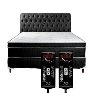 Cama Box King Size 1,93x2,03 D45 com 2 Controles Massagem Cabeceira ALLMAG
