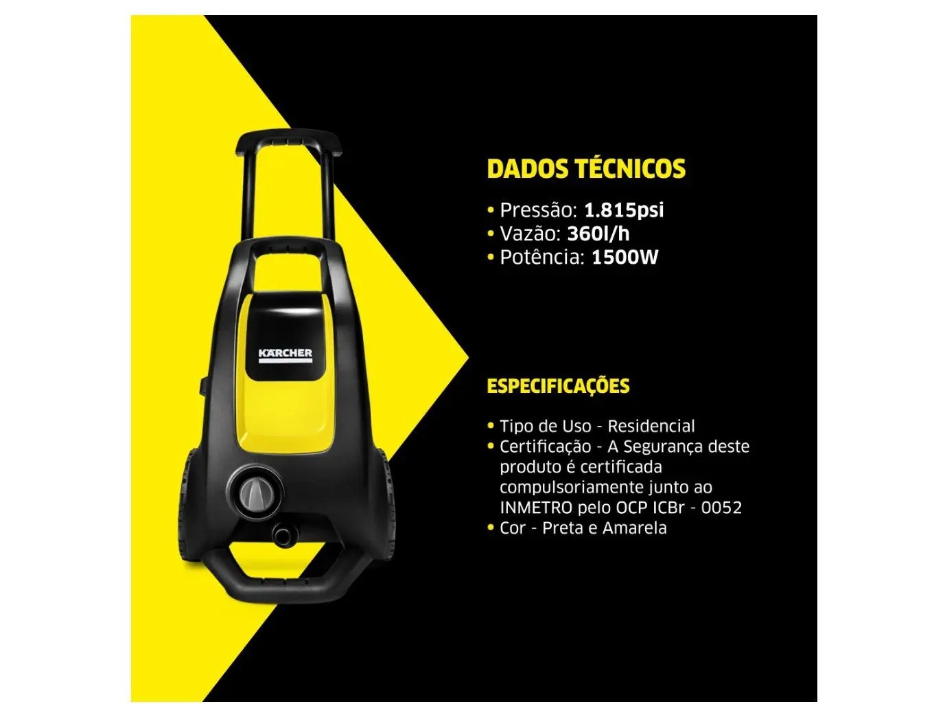 Lavadora de Alta Pressão Karcher 1815 Libras 1500W K3 Force Car - Imagem 4
