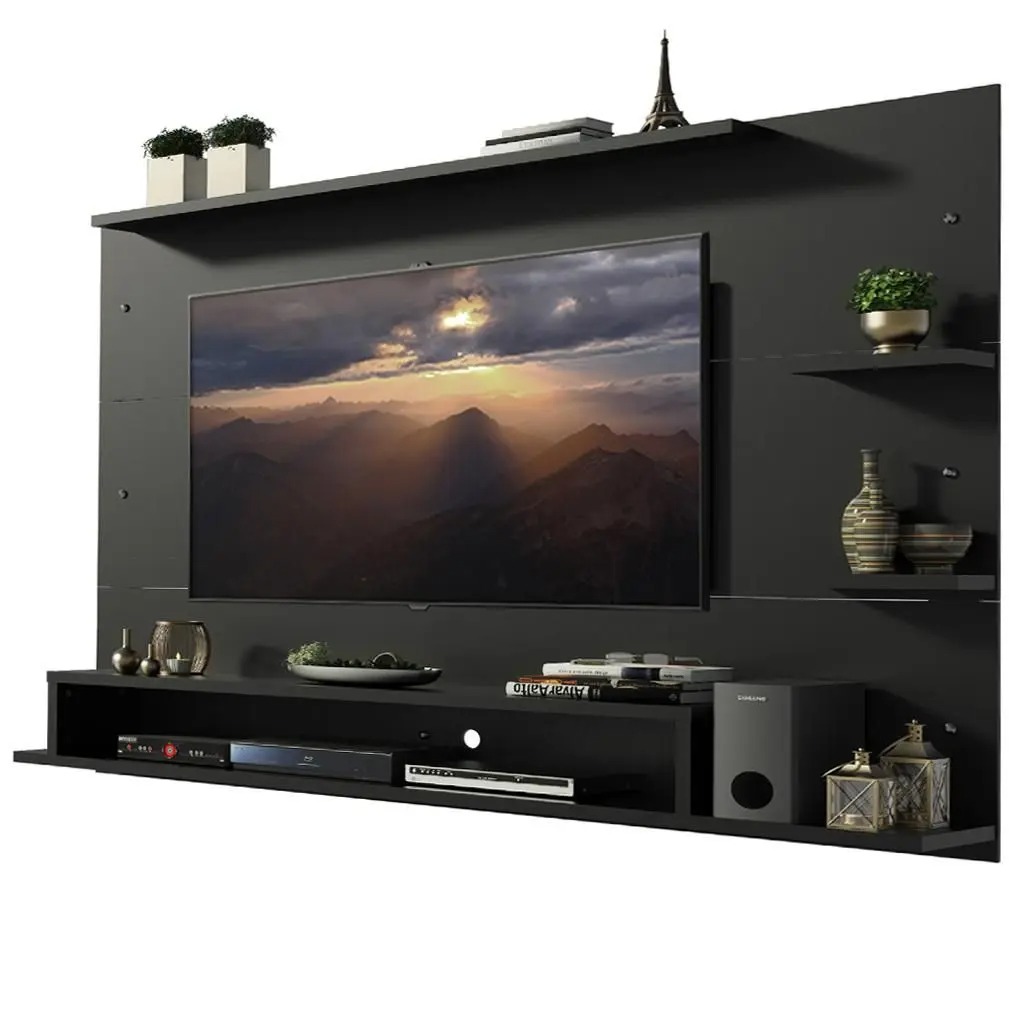 Painel para TV até 60 Polegadas Madesa Alfa com Prateleiras e Nichos - Preto - Imagem 2