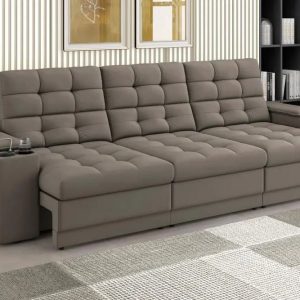 Sofá Confort Premium 2,30m Assento Retrátil/Reclinável porta copos e USB Suede Capuccino - XFlex Sofas - XFlex Sofás