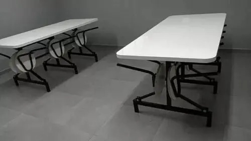 Mesa para Refeitório com 10 lugares com bancos Dobráveis Escamoteáveis - DE ASTRO - Imagem 4