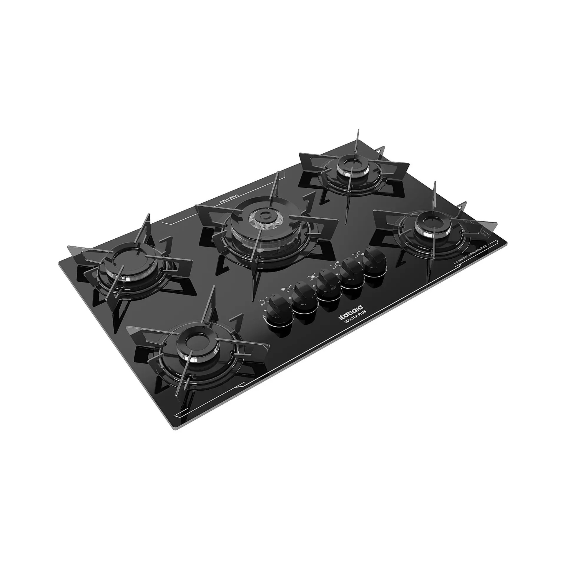 Cooktop Electra Plus Itatiaia 5 Bocas Tripla Chamas Bivolt Preto 110/220V - Imagem 2