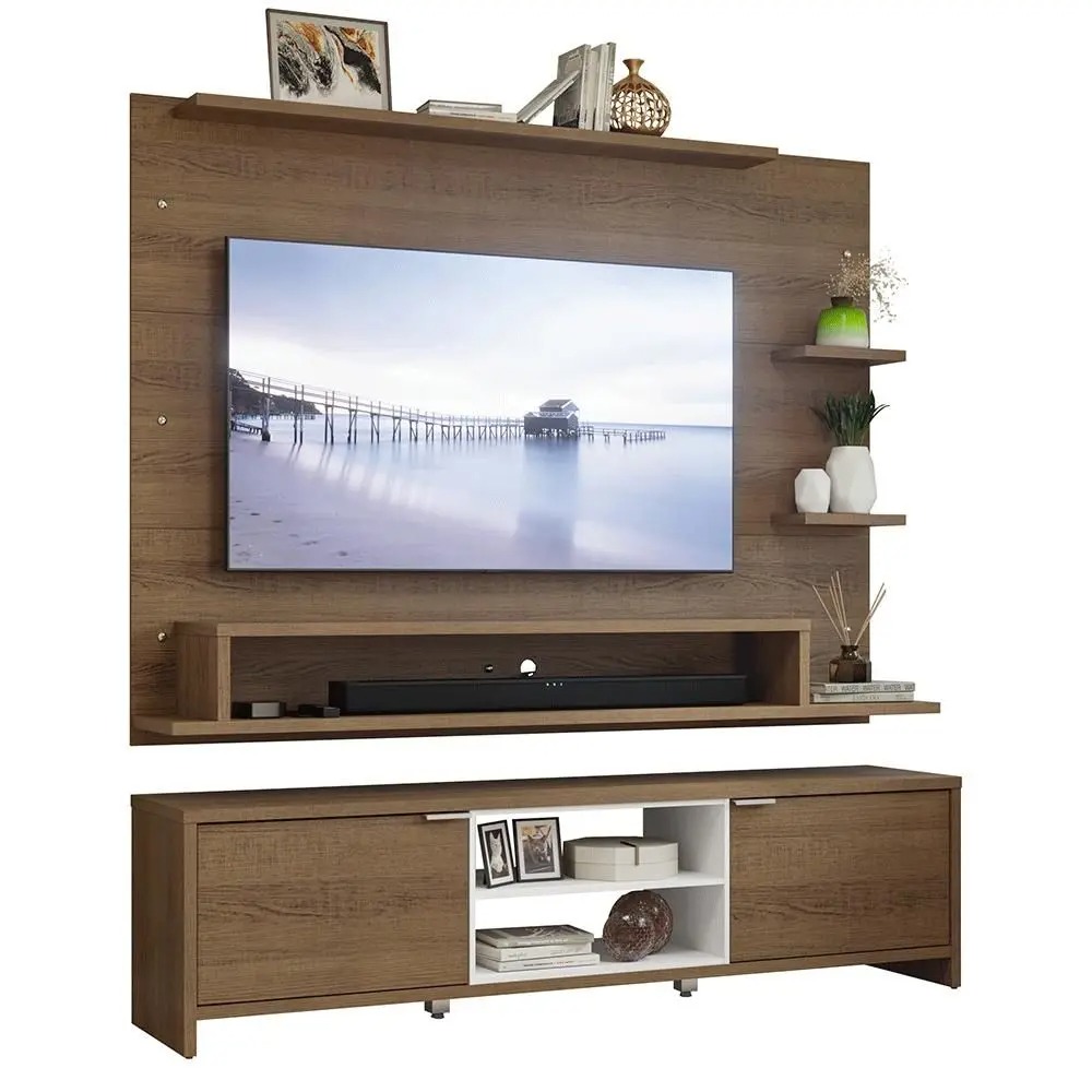 Rack com Painel para TV até 60 Polegadas 180 cm Rustic/Branco Metz Madesa - Imagem 4