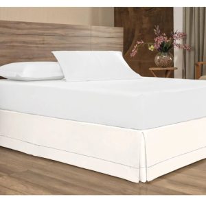 Saia para Cama Box Queen Size em Percal 200 Fios com Ponto Palito - DAVY ENXOVAIS