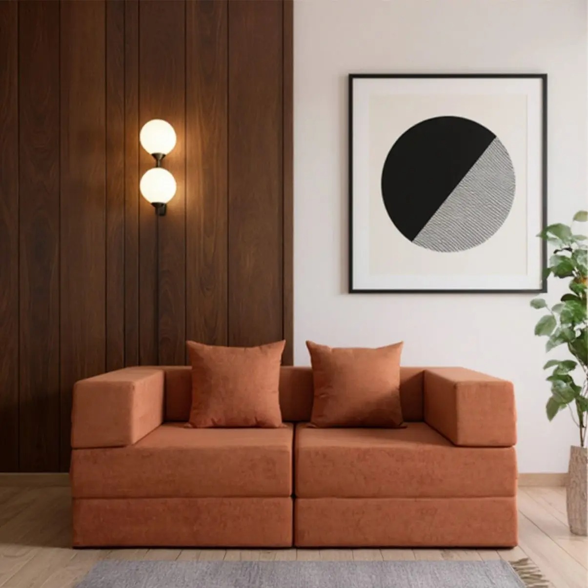 Sofá Cama Casal 160 cm Sala 2 Módulos Vem na Caixa Compacto Estofado Capas Removíveis Cobbi - Modifika