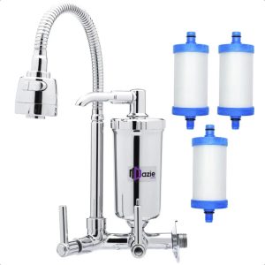 Torneira de Parede para Cozinha com Filtro Dazie Metais Gourmet Flexível 360 2 Modos de Jato com 2 Refis Extra