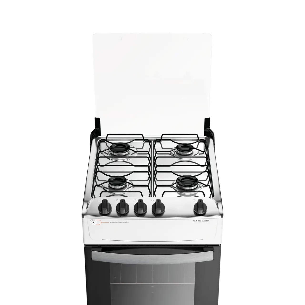 Fogão de Piso 4 Bocas Com Mesa Inox Automático Forno Limpa Fácil Atlas Atenas Bivolt - Imagem 5