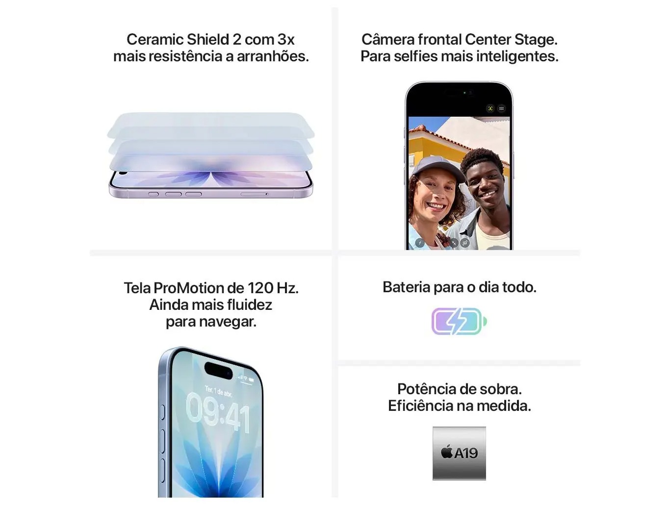 Smartphone Apple iPhone 17 256GB Branco - 5G + Carregador Apple USB-C 20W Original - Imagem 6